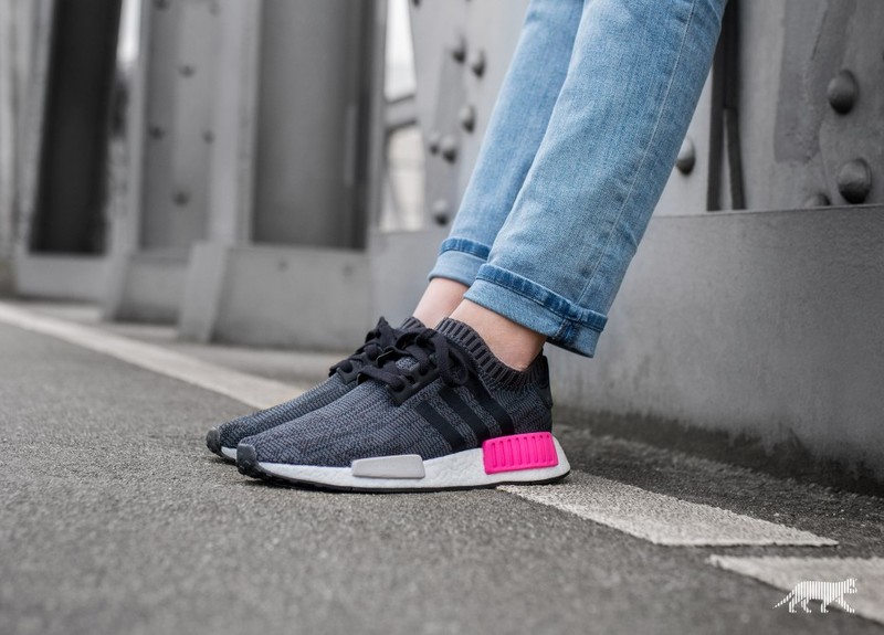 Black and clearance pink nmds